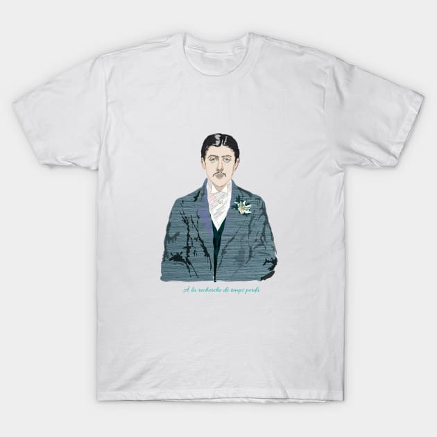 Marcel Proust portrait T-Shirt by Slownessi